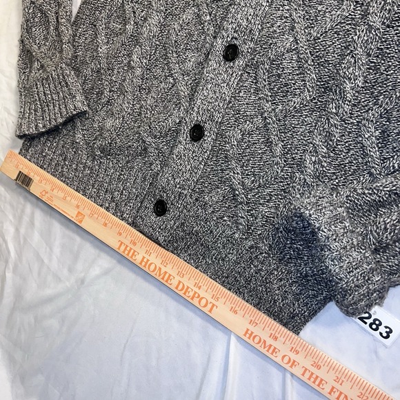 Men's Banana Republic Cable Knit Shawl Collar Button Up Cardigan Grey Size Large - Picture 6 of 7